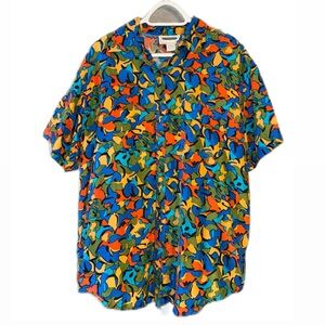 Vintage Kikomo Basic size large silk green button up blouse